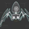 Game Movie Character With White Body Black Mechanical Legs And Blue Glowing Accents