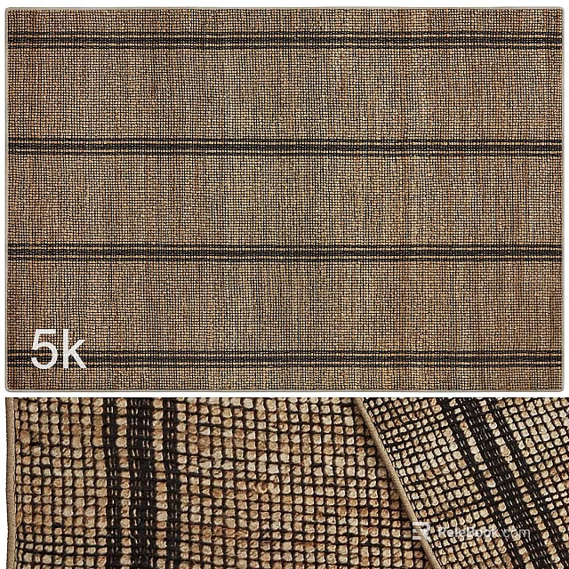 High Quality Square Rug With Woven Texture And Brown Black Stripes For Home Decor 3d model 