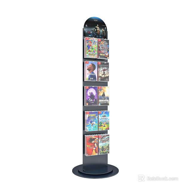 Floor Standing Display Rack With Multiple Tiered Shelves For Magazine Storage 3d model 