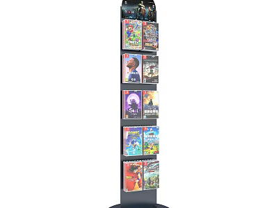 Floor Standing Display Rack With Multiple Tiered Shelves For Magazine Storage 3d model