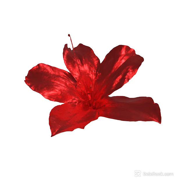 Vibrant Red Flower With Shiny Petals And Central Stamen Details 3d model 