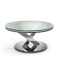 Round Glass Top Dining Table With Modern Metal Base And Sleek Design