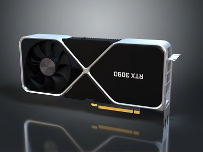 Modern RTX 3060 Graphics Card With Single Fan Black Silver Design Structure 3d model