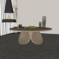 Coffee Table Round Table Marble Tea Set 3d model