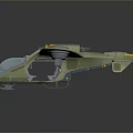 Futuristic Green Spacecraft With Yellow Accents Circular Thrusters And Transparent Cockpit