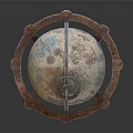 Vintage Decorative Globe Ornament Set With Colorful Patterns And Carved Wooden Stand