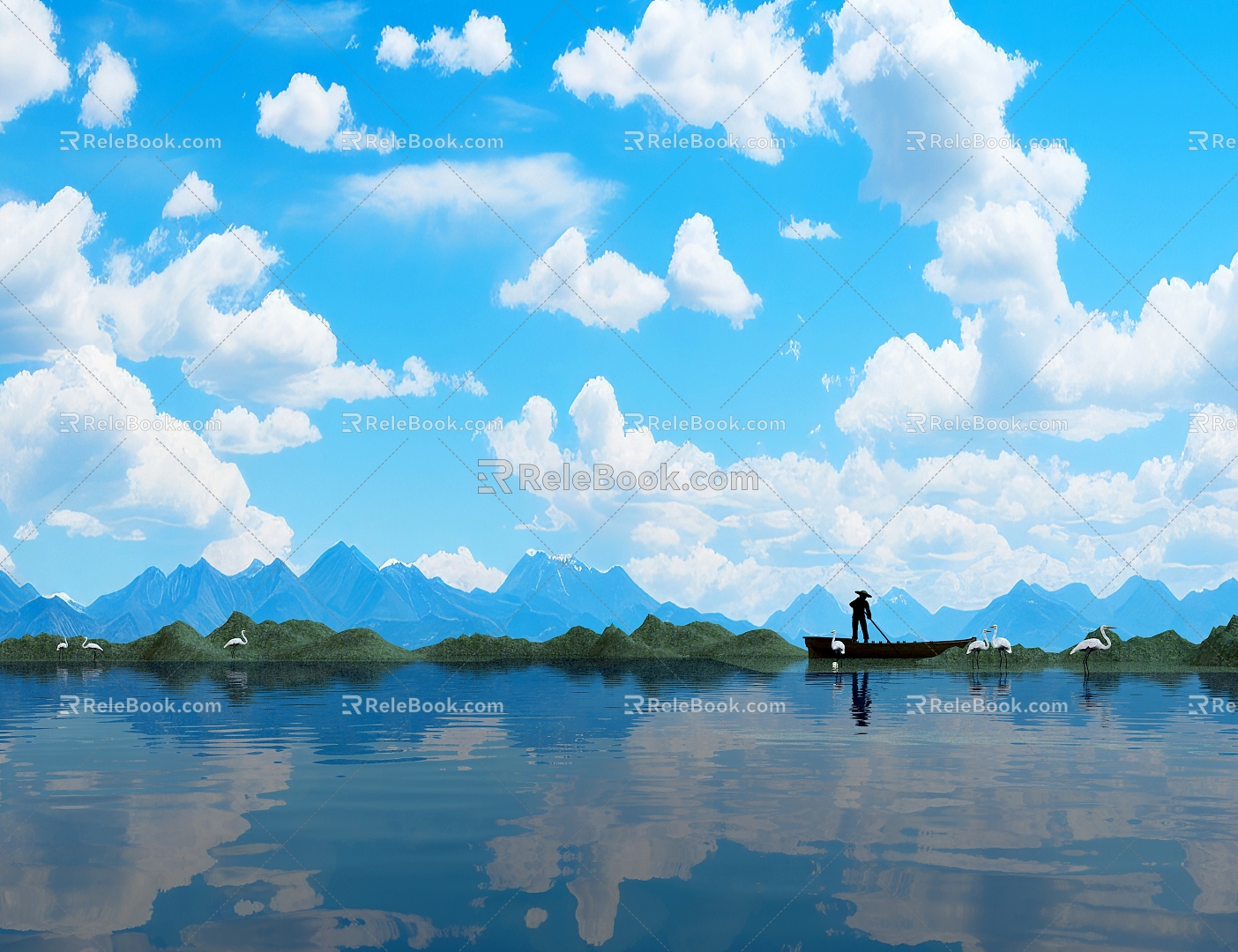 Lake Blue Sky Lake 3d model