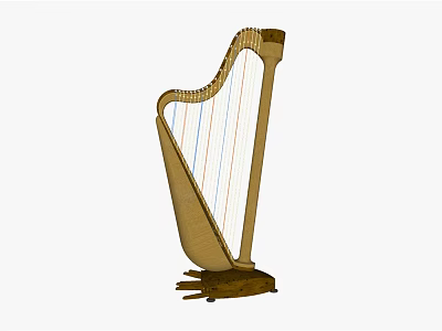 Classic Wooden Harp Musical Instrument With Strings And Elegant Design 3d model