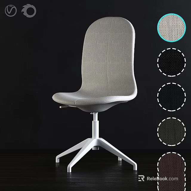 Contemporary Fabric Chair Design With White Swivel Base And Various Texture Samples 3d model 