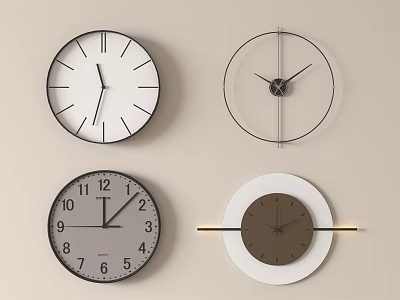 Modern Minimalist Wall Clocks With Various Design Styles And Colored Dials For Home Decor 3d model