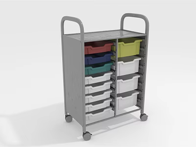 Practical Storage Cart with Metal Frame Handles Multiple Colorful Drawers and Rolling Wheels 3d model