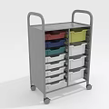 Practical Storage Cart with Metal Frame Handles Multiple Colorful Drawers and Rolling Wheels