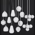 Modern Hanging Chandeliers With Various Glass Shapes And Metal Frames For Home Decor