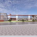 Modern School Building With Red Brick Walls Glass Curtain Walls And Spacious Entrance Plaza