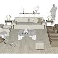 Modern sofa coffee table combination 3d model