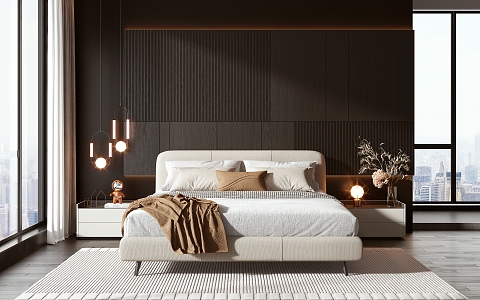 Modern Minotti double bed 3d model