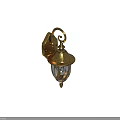 Golden Antique Wall Lamp With Glass Shade Illuminating Textured Dark Wall