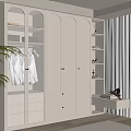 Modern White Wardrobe With Glass Doors Drawers And Decorative Shelves