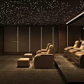 Luxurious Home Theater Interior With Starry Ceiling Large Screen And Comfortable Seating 3d model