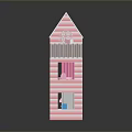 Pink Multi Level Toy Dollhouse Featuring Living Room Dining Area Bedroom And Bathroom Details