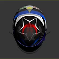 Weapon Helmet With Tactical Design Carbon Fiber Shell And Blue Red Color Accents