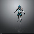 Futuristic Mechanical Character With Blue White Orange Armor And Sci Fi Exoskeleton Design 3d model