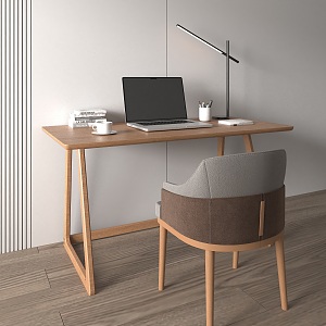 Chinese Style Desk and Chair Combination Adult Desk and Chair Solid Wood Desk 3d model