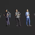 Men With Backpacks In Different Casual Outfits Showing Various Poses