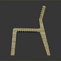 Natural Wooden Dining Chair With Striped Backrest And Simple Seat Design