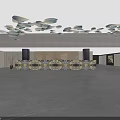 Modern Hotel Lobby Interior With Decorative Ceiling And Marble Reception Counter 3d model