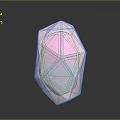 Transparent Polyhedral Crystal With Cracked Surface And Colorful Reflections On Gray Background