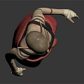 Game and Movie Character With Pointed Ears Bald Head Tattoos Gray Tank Top Red Skirt