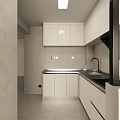 Modern Kitchen Interior Design With White Cabinets Countertop Sink Faucet And Microwave