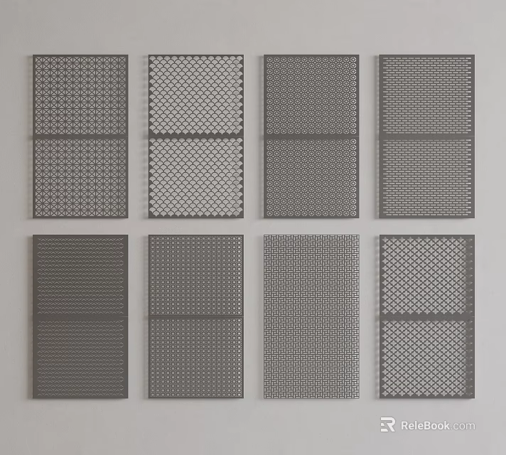 Gray Wall Panels With Various Textured Patterns And Modern Designs 3d model