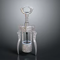 Silver Corkscrew Tool With Spiral Drill And Support Stand Design