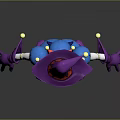 Fantasy Character With Purple Hat Blue Dress Striped Socks And Purple Gloves