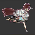 Anime Style Fantasy Character with Colorful Outfit Frilled Skirt and Ribbon Hat 3D Model Design