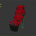 Red High Heel Shoes With Strappy Design And Black Platform Sole