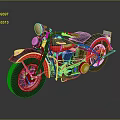 Classic Black And Red Motorcycle With Round Headlight Chrome Details And Retro Design