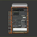 Modern Orange Stacked Audio System Featuring Multiple Layers And Control Panel Design