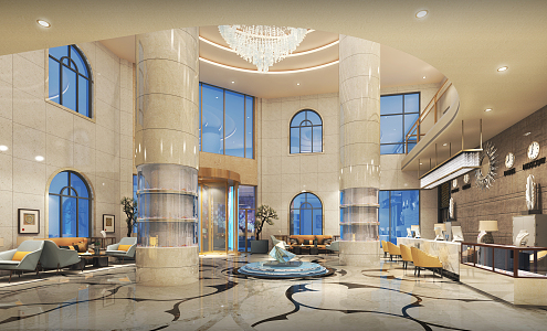 Modern Hall Hotel Lobby 3d model