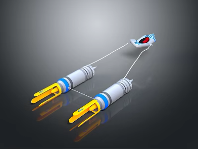 Space Exploration Craft Featuring Cylindrical Modules And Yellow Propulsion Systems 3d model