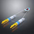 Space Exploration Craft Featuring Cylindrical Modules And Yellow Propulsion Systems
