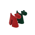 Red and Green Cartoon Style Sofa Stools With Rounded Design And Open Slot