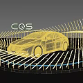 CQS Modern Car Showcased On Circular Light Ring Display Platform 3d model
