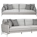 Modern Light Gray Two-Seater Sofa With Patterned Cushions And Metal Legs 3d model
