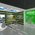 Green Indoor Space With Plant Walls Blue Sky Ceiling Bicycle And Seats