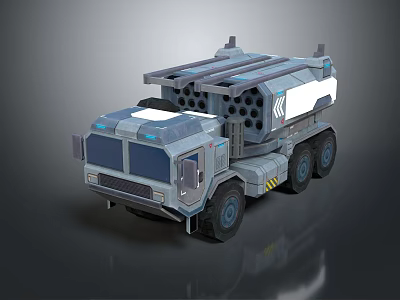 Military Weapon Truck With Multiple Launch Tubes And Heavy Duty Wheels 3d model