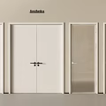 Modern White Double Doors With Glass Panel And Single Doors Interior Design 3d model