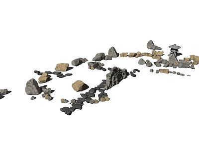 Modern stone rockery landscape garden model